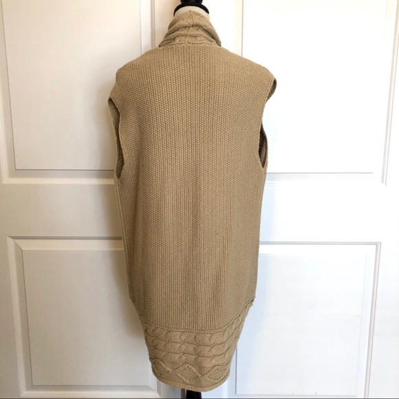 Talbots Long Camel Open Front Sweater Vest - Picture 5 of 5